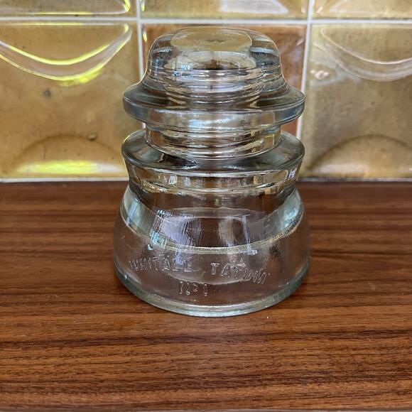 Vintage Whitall Tatum No. 1 Made in USA 56-45 Clear Glass Insulator - Picture 1 of 8